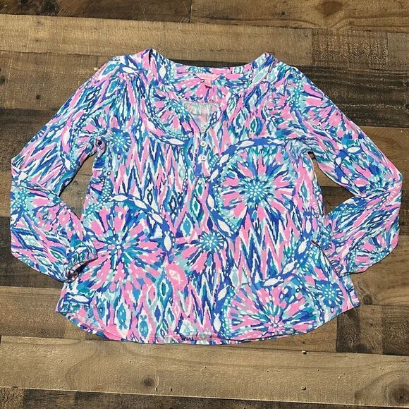 Lilly Pulitzer Lilias Tunic Top - Tiki Pink Shake It Up - Picture 2 of 6